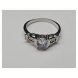 925 Silver White Topaz Ring Sz 7
