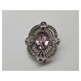 Vintage Marcsite & Purple Stone Pin