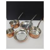 Antique French Copper Pans & Skillets  Very Heavy