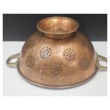 VTG Copper Strainer 10" Dia 5" high Brass Handles
