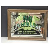 NO GAMBLING, CUSSING, or SPITTING SIGN 13.5"W