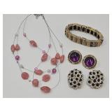 Cotume Jewelry Lot, Beaded Necklace, Rhinestone +