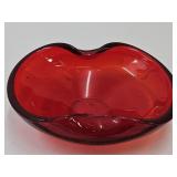Red Murano Glass Dish 7"