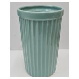 McCoy Pottery LG  Turquoise Ribbed Vase 7 x12"h