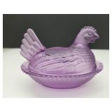 New Not Vintage Glass Hen on a Nest 4.5"