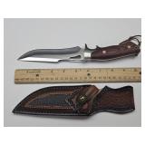 New 10" Wood Handle Knife w Sheath