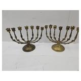 Over 5 LBS Heavy Brass Candleabras  12 x 9" high