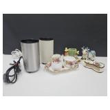 6.5" h Cylinder Lights,England Cream & Sugar +