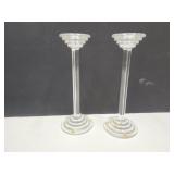 Pr Glass Candlestick Holders-German