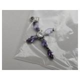 Amethyst & White Gemstone Cross Pendant