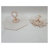 Pink Depression Tidbit & Serving Tray