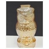 Peach Luster Glass Owl Bank  7" high