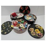 3 Large Vintage Tins with Sewing Notions
