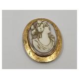 14K Gold Brooch Pin  Cameo