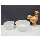 11"H Rooster & 2 VTG Mixing Bowls