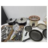 Kitchen Starter; Pots, Pan, Crock Pot & Utensils