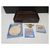 Sweet Rock, Wood Storage Box, Brass Incense Pot