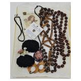 Costume Jewelry; Beaded Necklaces, Pins +