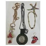 Costume Jewelry Lot; Star Pendant, Necklaces +