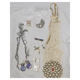 Costume Jewelry; LG Beaded Necklace, Earrings +
