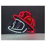 New Fire Fighter Helmet LED Sign 12" x 10"