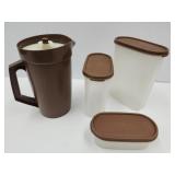 VTG Tupperware Pitcher & Food Storage-Brown