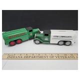 2 Die Cast Bank Trucks Sinclair 8" L