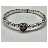 New 925 Silver Heart Ring Sz 9