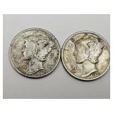 2 Mercury Silver Dime Coins1936 & 1935