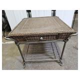 Wicker Side Table with Drawer 29 x 25" high