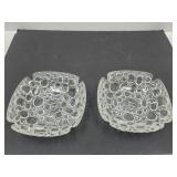 VTG Libbey Clear Glass Ashtrays set of 2 MCM