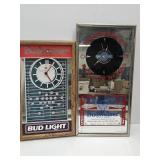 2 Bud Weiser Beer Clock Sign Untested 17 x 20"H