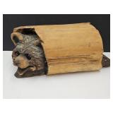 Wood Carved Bear In A Log Total 23" Long