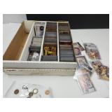 Large Lot Of Sports Cards & Foreign Coins +