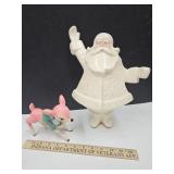 Pink Christmas Deer Resin? 6" L Ceramic SANTA 12"h