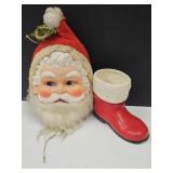 Vintage Santa Boot & Santa Head