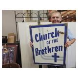 2 Side Porcelain Sign CHUCH OF THE BRETHREN 24x30"