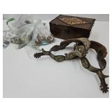 Cowboy Boot Spurs & Costume Jewelry W Box