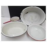 Lot Of Primitive Enamel Wash Pans Up To 20" L