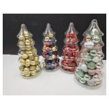 4 Glass Christmas Tree Jars 11" H W Ornaments