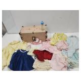 VTG Pink Doll Case 15"L, & Doll Clothes
