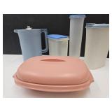 Tupperware Strainer Bowl & Blue Pitchers See Lid