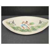 Ceramic Signed Black Americana Shallow Dish 9" w