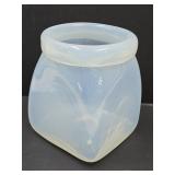 Opalescent Hand Blown Art Glass Vase w Rolled Edge