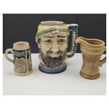 Vintage Toby & German Mugs, Slag Pitcher