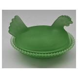 New Not Vintage Glass Hen on a Nest 4.5"