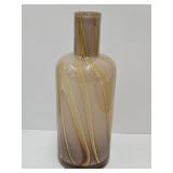 Art Glass Murano Style Cream Stripped Vase12 3/4"