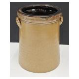 VTG Glazed Stoneware Crock Warm Carmel Brown 7.5"