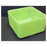 Uranium Jadite Square Glass Dish  4 1/4" w