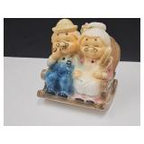 VTG Ceramic Coin Bank Grandma & Grandpa Rocking